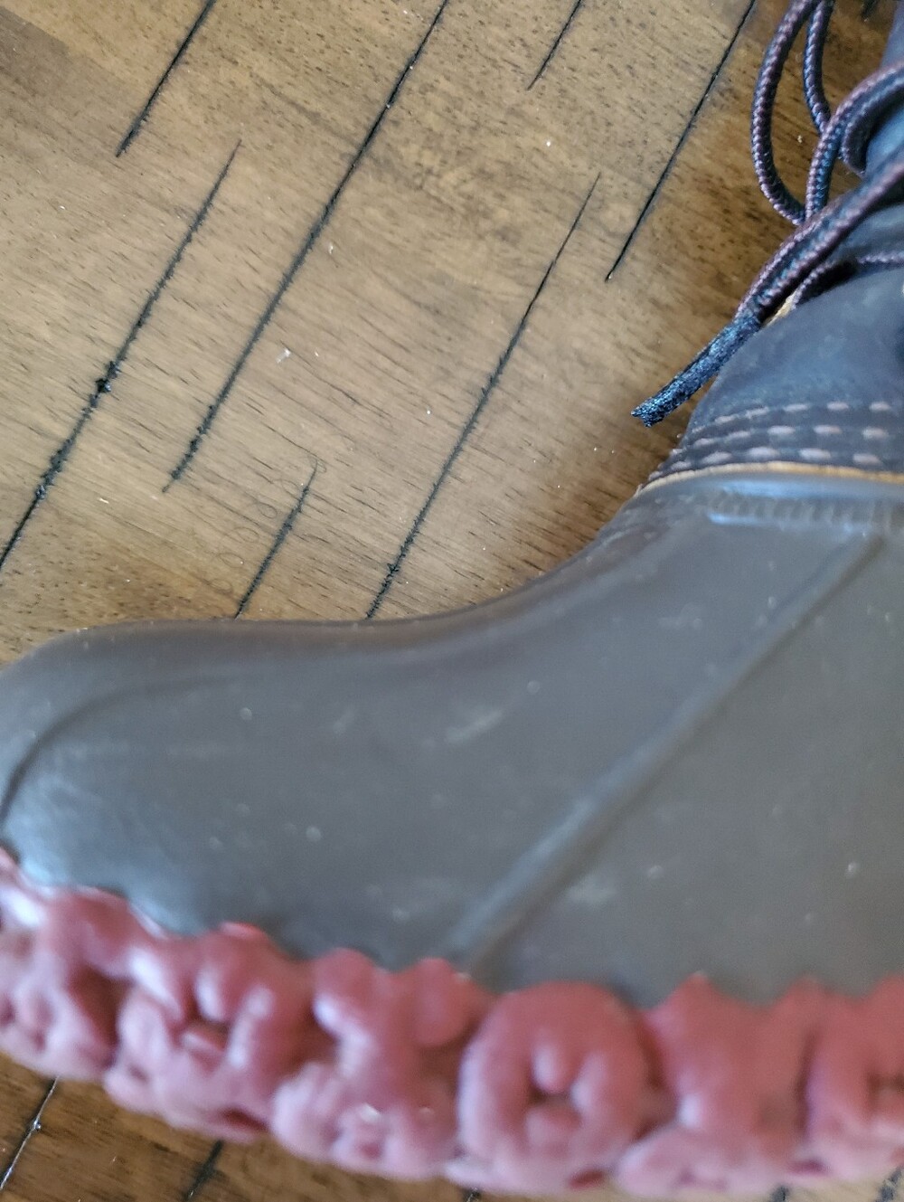 L.L.Bean 8" Bison Leather Duck Boots with Brick Red Rubber Soles Gorpcore Preppy - Picture 14 of 16